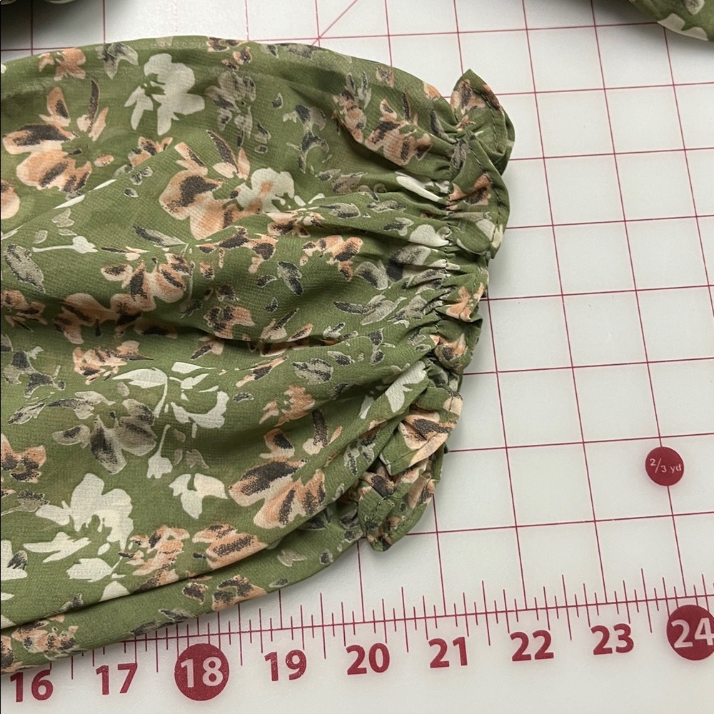 Olive Green Floral Tiered Midi Dress - Picture 11 of 16